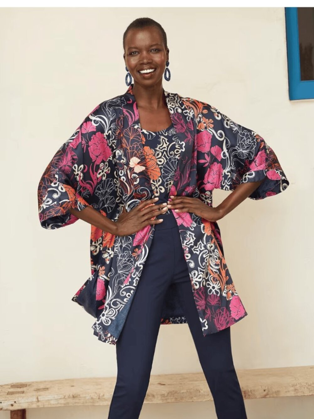 SOLD!!! Chico’s Long Reversible Floral Kimono Covering Ruana S/M
